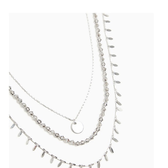 SILVER-TONE COIN LAYERED NECKLACE